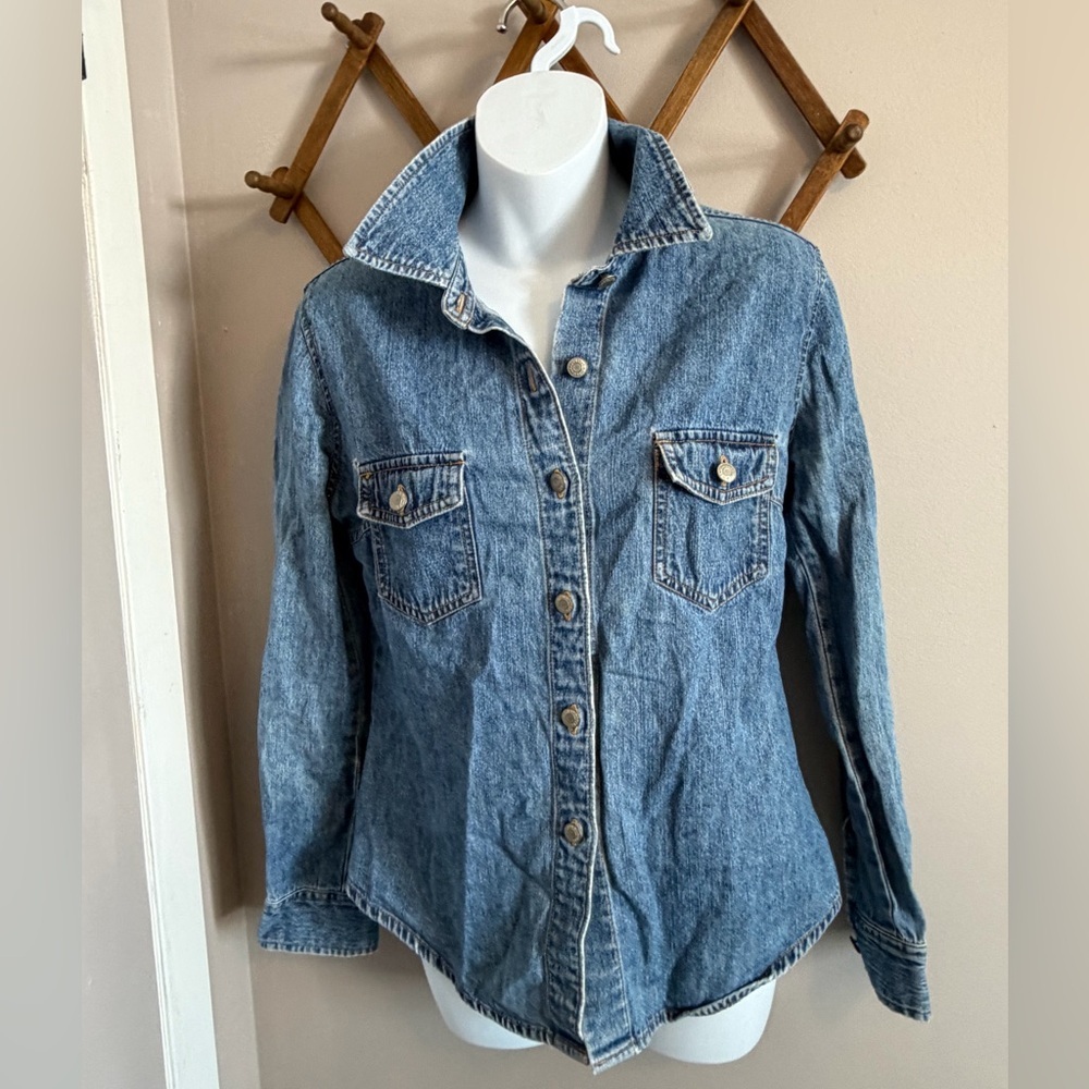 90s Vintage Gap Blue Jeans Shirt Jacket ladies small